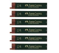 FABER-CASTELL 205027 - Juego de minas finas Super Polymer, 6 unidades con 12 minas cada una, 0,5 mm, dureza 2B
