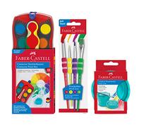 Faber-Castell 205037 - Conector de pintura con caja de colores de agua, juego de 4 pinceles y vasos para pinceles