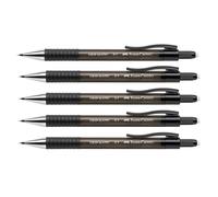 Faber-Castell 205206 - Portaminas Grip Matic negro, 5 piezas, dureza B, mina 0.7 mm, incluye goma de borrar