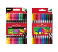 Faber-Castell 205277 - Set de rotuladores Basic y Neon, 20 rotuladores de doble punta para niños y adultos