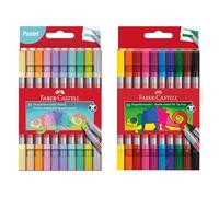 Faber-Castell 205278 - Set de rotuladores Basic y Pastel, 20 rotuladores de doble punta para niños y adultos