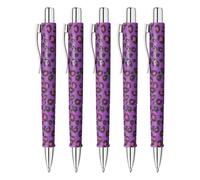 Faber-Castell 205289 - Bolígrafo Poly Ball Leo Nightshade morado, 5 unidades, con recambio XB intercambiable, indeleble