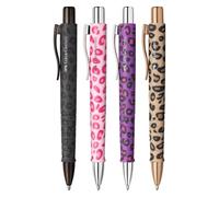 Faber-Castell 205290 - Bolígrafo Poly Ball Leo Design, 4 unidades, con recambio XB intercambiable, indeleble