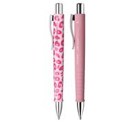 Faber-Castell 205293 - Bolígrafo Poly Ball, Leo Sugarspots y rosa, 2 unidades, con recambio XB intercambiable, indeleble