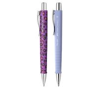 Faber-Castell 205294 - Bolígrafo Poly Ball, Leo Nightshade y pale iris, 2 unidades, con recambio XB intercambiable, indeleble
