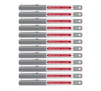 Faber-Castell 205302 - Bolígrafo de tinta Free Ink rojo, 12 bolígrafos de punta de 0,4 mm, bolígrafo de tinta resistente a la falsificación
