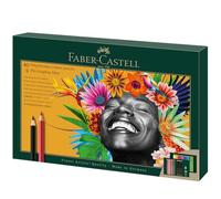Faber-Castell 210054 - Set de 40 Lapices Polychromos + 8 Pitt Graphite Matt - Incluye Sacapuntas y Goma de Borrar