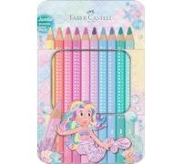 FABER-CASTELL 210910 - Juego de lápices de colores Jumbo Sparkle, 10 lápices de colores gruesos en tonos pastel, lápices para pintar para niños