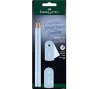 Faber-Castell 218471 - Juego de lápices Sparkle, con sacapuntas, goma de borrar y 2 lápices, juego de escritura Sleeve in Sky Blue