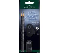 Faber-Castell Juego de lápices Sparkle 218472 – con sacapuntas, goma de borrar y 2 lápices – negro