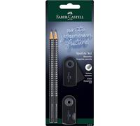 Faber-Castell 218472 - Juego de lápices Sparkle, con sacapuntas, goma de borrar y 2 lápices, juego de escritura en negro
