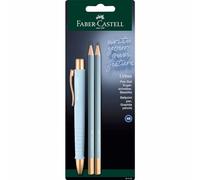 Faber-Castell 241122 - Set de escritura azul cielo con bolígrafo Poly Ball Urban y 2 lápices Urban
