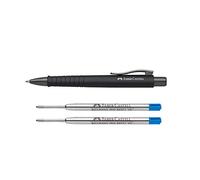 Faber-Castell 241190 Poly Ball XB Bolígrafo, color negro, All Black + 2 minas azules