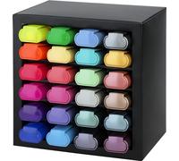 Faber-Castell 254602 Juego de 24 Subrayadores en un Elegante Organizador de Escritorio, Subrayadores Pastel, Metálicos y Neón con Punta Biselada de Precisión, Diseño Plano Ergonómico