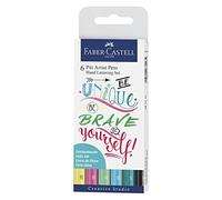 Faber-Castell 267117 - Estuche con 6 Pitt Artist Pen Hand Lettering, tonos verdes