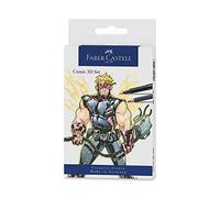 FABER-CASTELL 267191 - Rotulador Pitt Artist Pen Comic Illustration 3D Set, 5 rotuladores, 3 lápices acuarelables y accesorios, 11 piezas