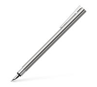 Faber-Castell 342001 - Estilografica Neo Slim de Acero Inoxidable - Trazo F - Cuerpo Plata Brillante