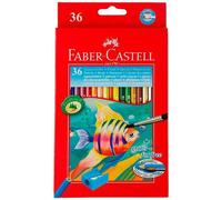 Faber-Castell 114437 - Estuche de Cartón con 36 Ecolápices de Colores Acuarelable + Pincel