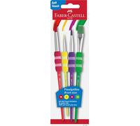 FABER-CASTELL 481600 - Set de pinceles con mango suave, 4 piezas, pinceles para pintar para niños