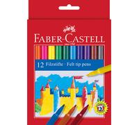 Faber Castell 554212 - Estuche de cartón con 12 rotuladores escolares, punta de fibra, multicolor