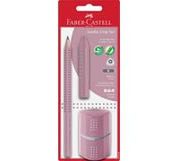 Faber-Castell 580082 - Juego de lápices Jumbo Grip con lápiz, goma de borrar y triple sacapuntas, color rosa