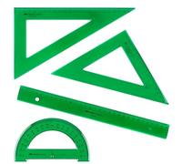 Faber-Castell 66021 - Pack Escolar con Escuadra - Cartabón - Regla y Semicírculo - Color Verde