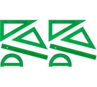 Faber-Castell 66021 - Pack Escolar con Escuadra - Cartabón - Regla y Semicírculo - Color Verde (Paquete de 2)