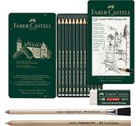 Faber-Castell 119064 Castell 9000 - Lápices (12 unidades, 5B - 5H + 2 gomas de borrar y goma de borrar sin PVC