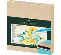 Faber-Castell Art & Graphic Pitt - Bolígrafo de tinta india, multicolor, caja de estudio de 12, para arte, manualidades, dibujo, bocetos, hogar, escuela, universidad, colorear