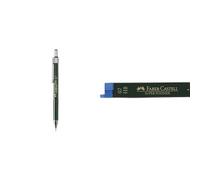 Faber Castell B-136700 - Portaminas TK-Fine con Goma de Borrar + 3 minas Finas Graduación HB - 0.7 mm - Negro + Faber Castell B-9067-HB - Blíster Tubo de 12 Minas