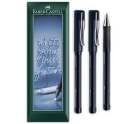 Faber-Castell Beyond - Bolígrafo ancho de gel, recargables, con agarre suave, trazo de 0.6 mm de ancho, oficina, diario, paquete de 3 en embalaje de regalo (Azul)