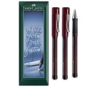 Faber-Castell Beyond - Bolígrafo ancho de gel, recargables, con agarre suave, trazo de 0.6 mm de ancho, oficina, diario, paquete de 3 en embalaje de regalo (Rojo)