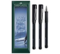 Faber-Castell Beyond - Bolígrafo ancho de gel, recargables, con agarre suave, trazo de 0.6 mm de ancho, oficina, diario, paquete de 3 en embalaje de regalo (Negro)