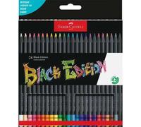 Faber-castell black edition pack de 24 lapices de colores - mina supersuave - madera negra - ideales para dibujo sobre papel claro, oscuro y de colores - colores surtidos