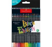 Faber-Castell Black Edition pack de 36 lápices de colores, mina supersuave, madera negra