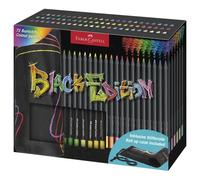 Faber-castell black edition pack enrollable de 72 lapices de colores - mina supersuave - madera negra - ideales para dibujo sobre papel claro, oscuro y de colores - colores surtidos