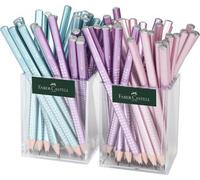 Faber-Castell Bleistift Jumbo Grip Sparkle, 2er Köcher dreieckig, Farbig lackiert, Soft-Grip-Zone, Länge: 175 mm, 1 Stück (111672) Marca