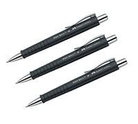Faber-Castell Bolígrafo Poly Ball 241199 0,5 mm M, forma triangular ergonómica, mango antideslizante, con clip de metal, indeleble, color negro (3 unidades)