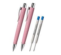 Faber-Castell - Bolígrafo Poly Ball XB, grosor de trazo 0,5 mm, 2 x rosado + 2 minas azules