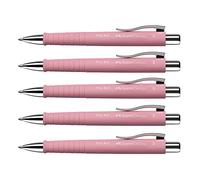 Faber-Castell Bolígrafo Poly Ball XB, grosor de trazo 0,5 mm, 5 unidades, color rosa