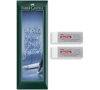 Faber-Castell Borrador sin polvo, borrado limpio y suave, sin manchas, reducción de polvo, seguro y no tóxico para estudiantes, artistas, uso en oficina, en embalaje de sobre, paquete de 2