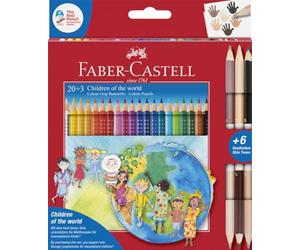 Faber-Castell Colour Grip Children of the world - Lápices de colores (3 unidades con 2 tonos de piel cada uno, 1 unidad)