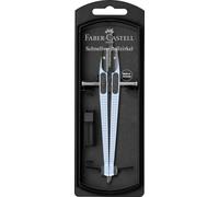 FABER-CASTELL - Compás de ajuste rápido Grip azul cielo | Set de compases con recambios y puntas para la escuela y la formación