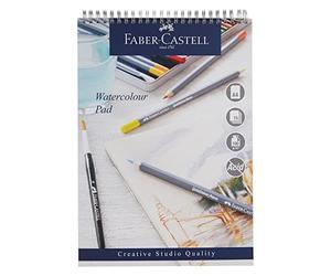 Faber-Castell Creative Studio - Bloc de acuarela, A4, papel encuadernado en espiral sin ácidos, 190 g/m², 15 hojas para pintura de acuarela, lápices y marcadores, artes, manualidades, hogar y escuela