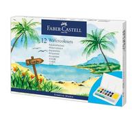Faber-Castell Creative Studio - Juego de 12 sartenes de acuarela + pincel, diseño tropical, arte, pintura, hogar, oficina, estudio de arte, suministros de artista, regalo, regalo