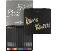 Faber-Castell Lápices de colores Black Edition – 24 unidades, estuche metálico