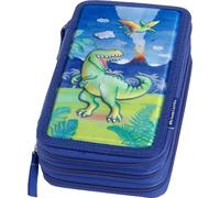 FABER-CASTELL - Estuche de tres pisos Dino, sin contenido | Estuche para lápices de 3 compartimentos con gran capacidad de almacenamiento, monedero y diseño de dinosaurios