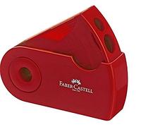 Faber-Castell Funda doble para sacapuntas (rojo) - Sacapuntas para lápices de plomo y colores, plástico, sin electricidad, color rojo