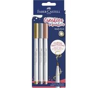 Faber-Castell Goldfaber - Juego de 3 rotuladores creativos, punta de pincel, colores metálicos, dibujo, letras creativas, bocetos, bricolaje, reciclaje, para muchos proyectos de arte creativos