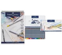 Faber-Castell Goldfaber - Lápices de acuarela, lata de 36 y bloc de acuarela, A4, papel encuadernado en espiral, 190 g/m², 15 hojas